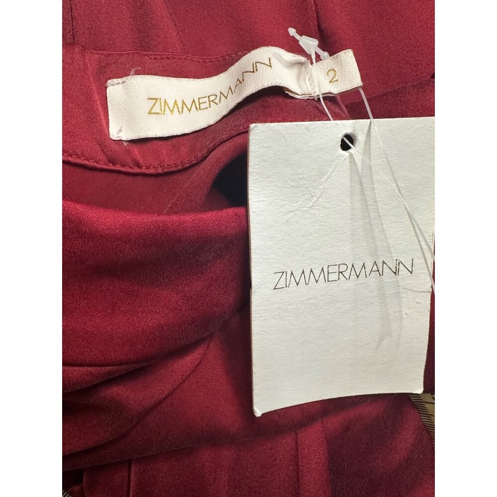 Zimmermann Draped Mini Dress in Garnet 2/Medium New Womens Long Sleeve Silk - Picture 8 of 16